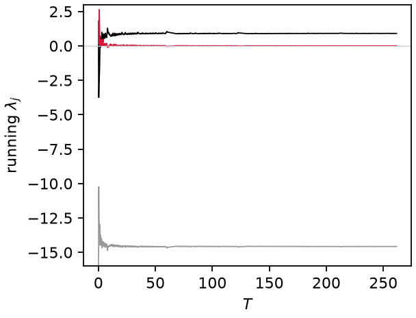 Running Lyapunov exponents of Lorenz63